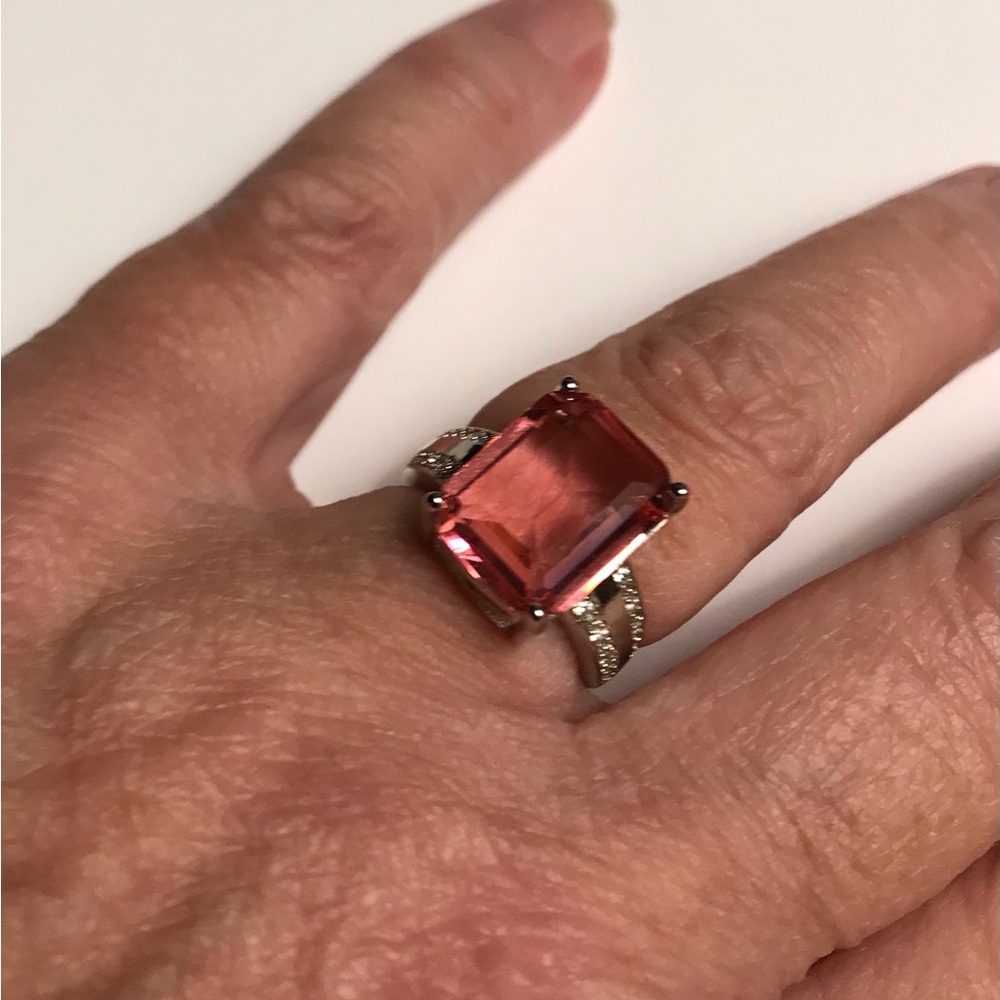 Pink Tourmaline Stamped 925 Sterling Silver Ring